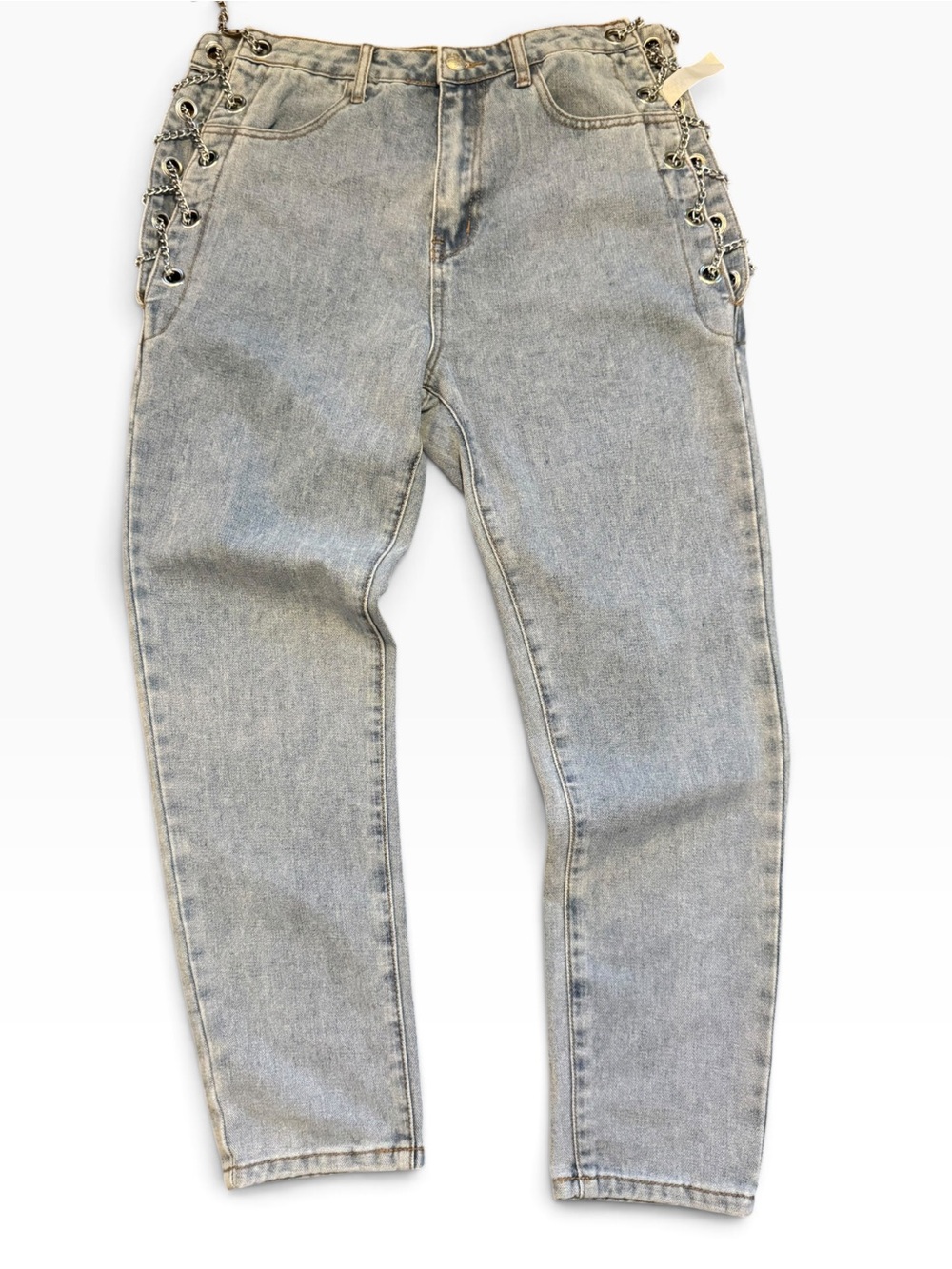 Denim Blvd Los Angeles Y2K Chain Eyelet Jeans Size 11 Light Wash High Rise